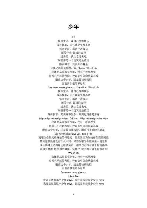许巍的《少年》 歌词