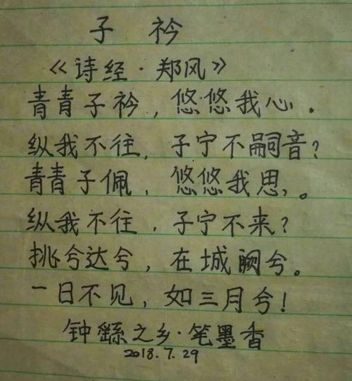 诗经子衿的翻译