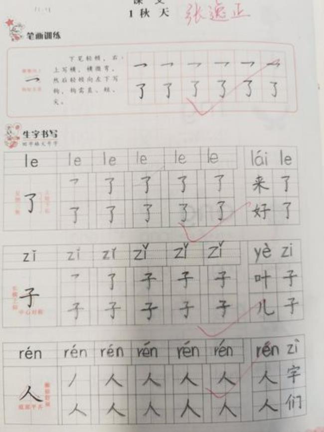 苹字占格正确书写