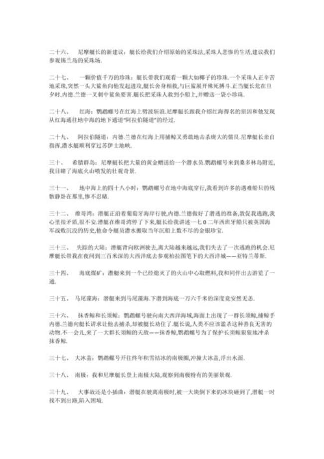 海底两万里第三十章主要内容