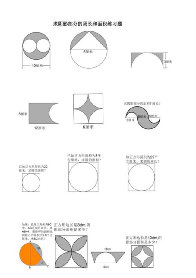 圆周长和面积计算公式