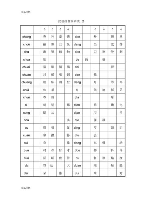 ka一声到四声对应汉字