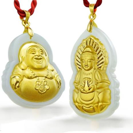 3D和田玉足金吊坠值多少