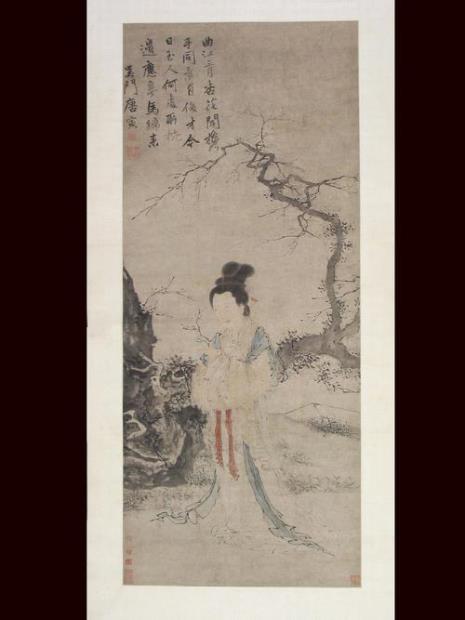 桃花水墨画唐寅