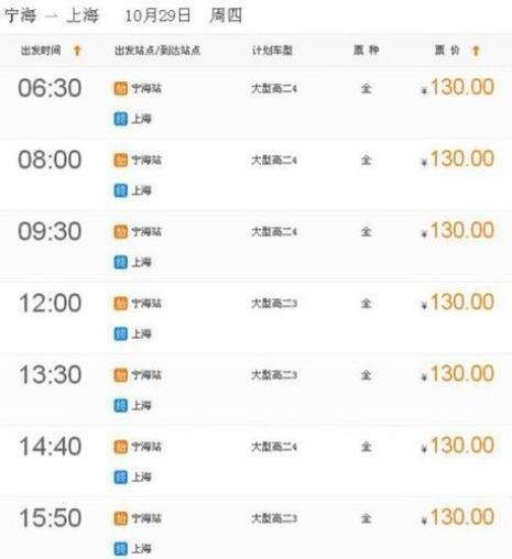 上海南站到舟山大巴时刻表