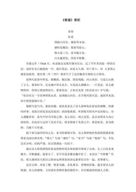 春望古诗雷震诗意