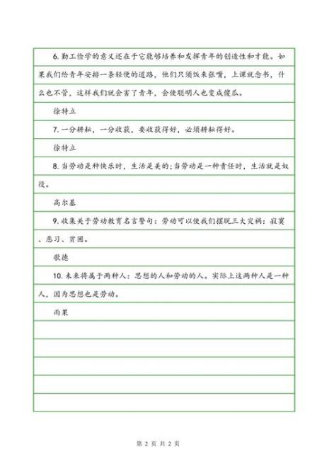 劳动的名言名句题记