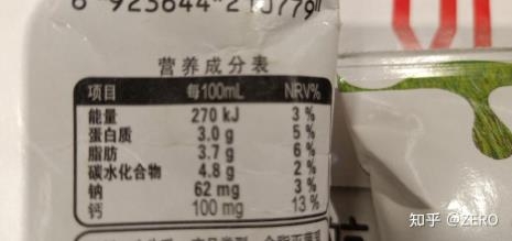 蒙牛盒装纯奶营养成分表