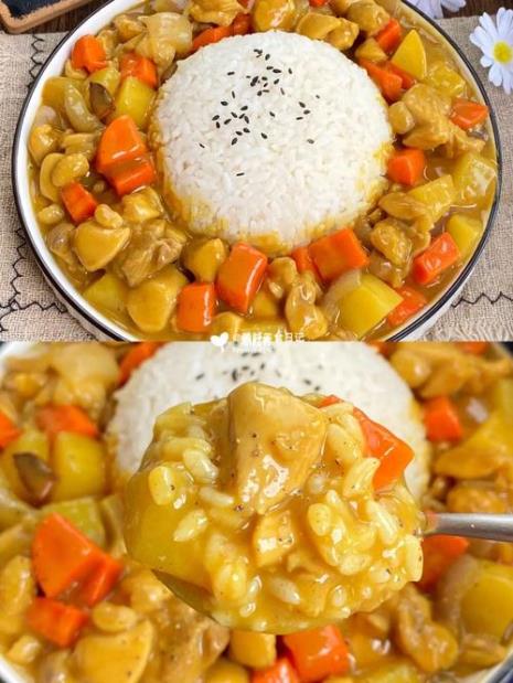 咖喱鸡肉饭的家常做法一家三口