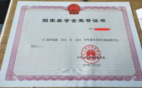 院级奖学金有证书吗