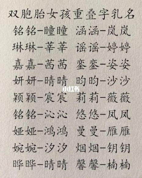 双胞胎男孩的小名