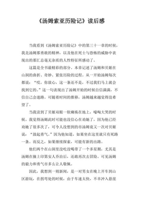 汤姆·索亚历险第五章读后感