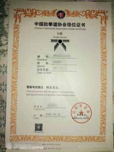 跆拳道证书都分哪几种