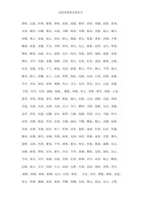 女孩有诗意涵养的名字有哪些