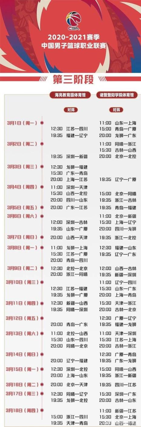 cba广东赛程表