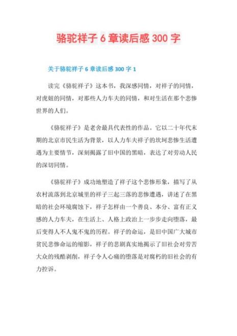 骆驼祥子每章梗概五十字左右