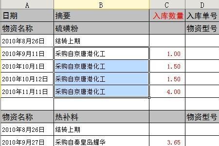 excel怎么把一格分入库和出库
