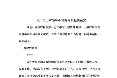 对领导不满而写的辞职报告