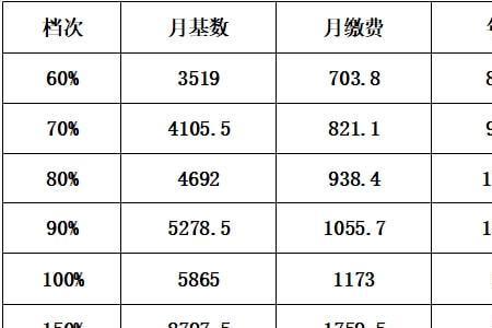 2022年城镇职工个人参保缴费档次