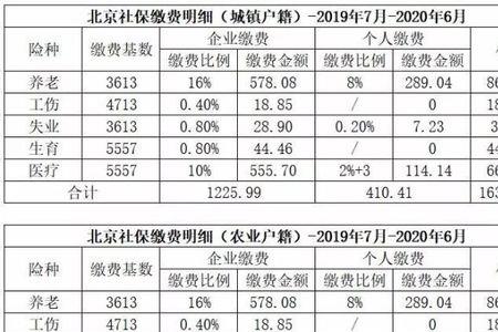 2015年北京社保缴费标准表