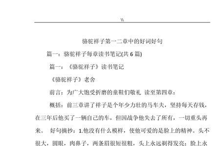 骆驼祥子第八章优美词