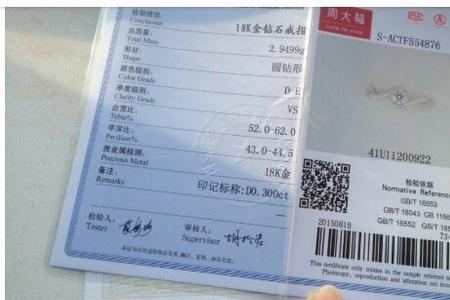 戒指证书上咋看戒指几厘米