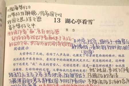 湖心亭看雪注释人教版