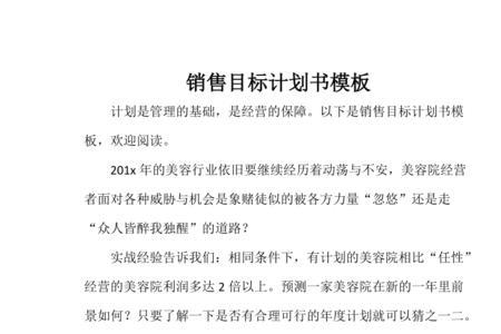 营销计划书主要内容