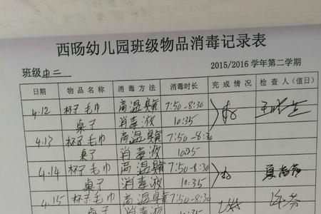 午托班的消毒记录内容如何填写