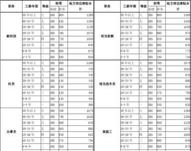 事业单位中津贴有多少级