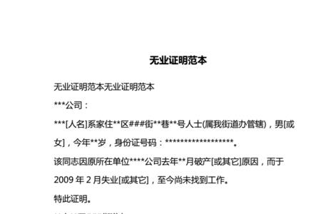河南无业证明怎么开