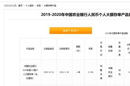 农行大额存单几点放额度