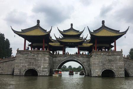 瘦西湖的五亭桥美丽而什么