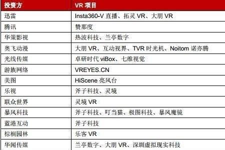 vr行业十大硬件