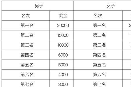 全马拉松第一名奖金多少