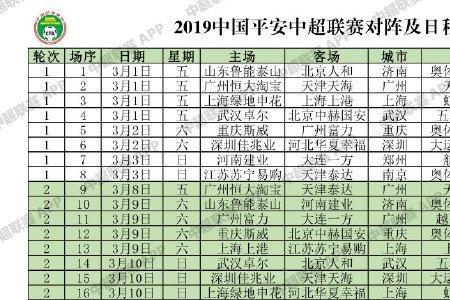 中超新赛季联赛时间表