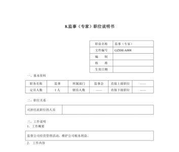 小微企业公司监事是什么职位