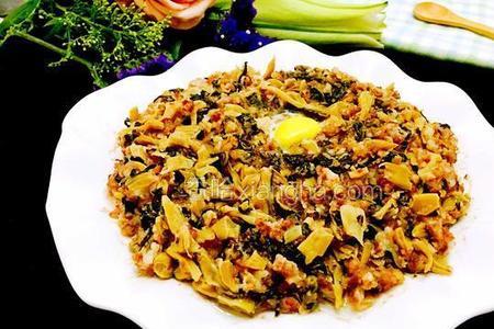 梅菜鹿茸菇蒸肉饼的做法