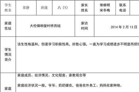 家访后家长怎么写家庭情况