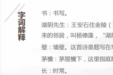 书湖阴先生壁中的壁什么意思