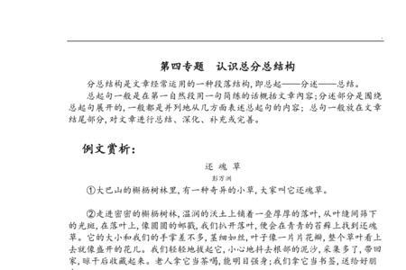 总分结构的一段话50字
