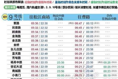 虹桥枢纽9号线嘉定时刻表