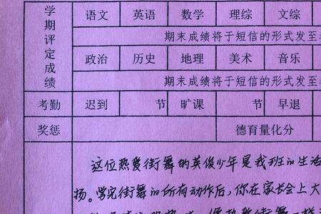 家庭报告书家长评语