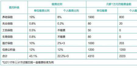 阿里巴巴员工五险一金比例