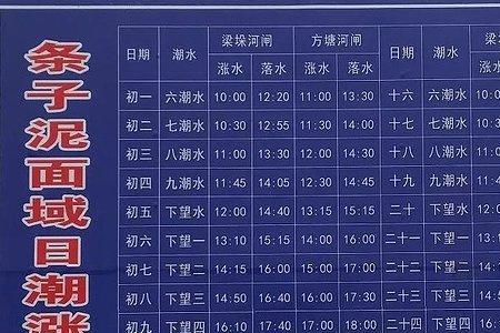 龙头沙涨潮退潮时间表