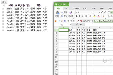 网页表格导出excel识别不到table
