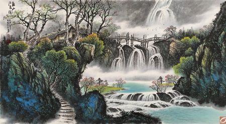 春山飞瀑的寓意