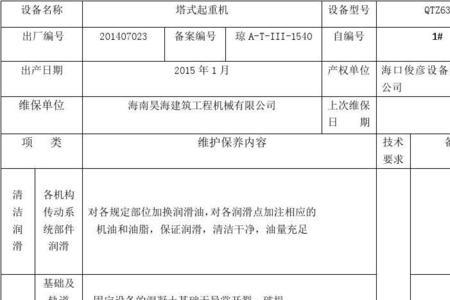 起重机保养周期