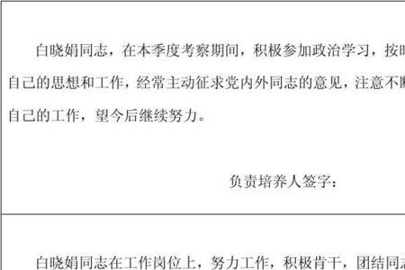 考察期表现怎么写