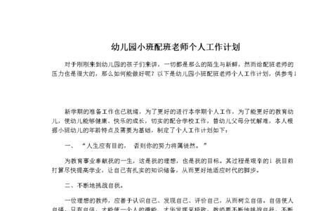 小班配班个人计划怎么写